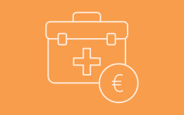 Symbol Koffer mit Kreuz und Eurozeichen