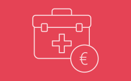 Symbol Koffer mit Kreuz und Eurozeichen